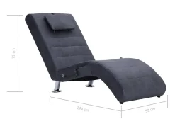 Chaise longue de massagem c/ almofada camurça artif. cinzento