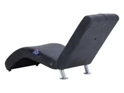 Chaise longue de massagem c/ almofada camurça artif. cinzento