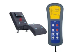 Chaise longue de massagem c/ almofada camurça artif. cinzento
