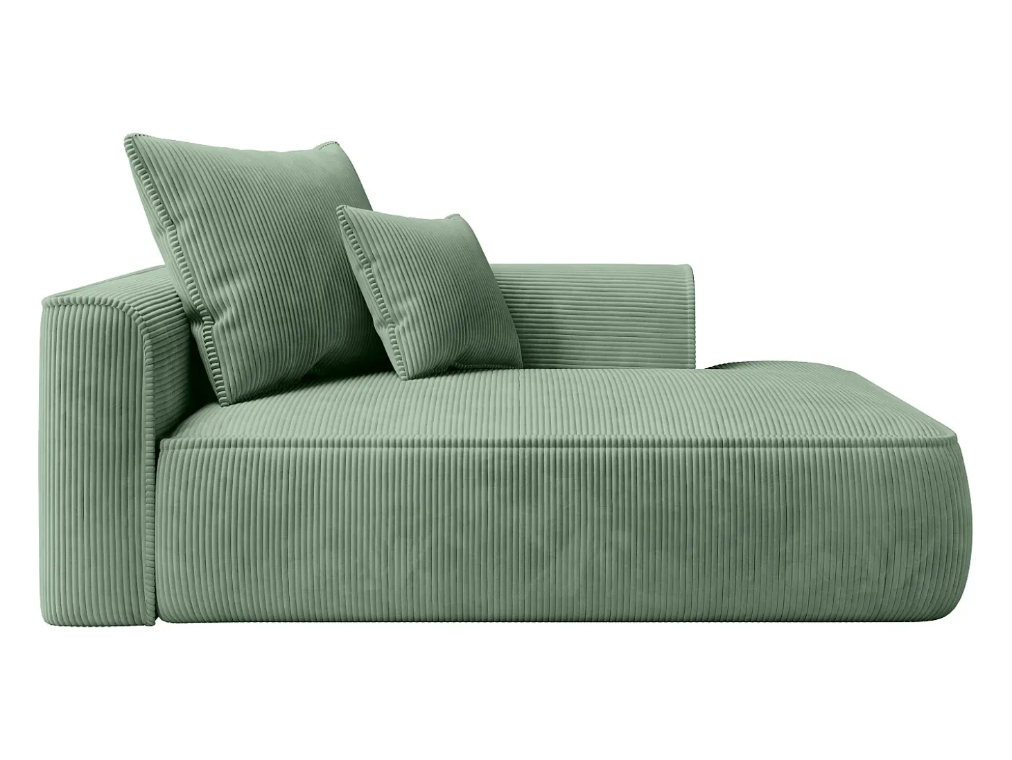 Chaise longue esquerda em veludo canelado verde amêndoa PINETA