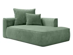 Chaise longue esquerda em veludo canelado verde amêndoa PINETA