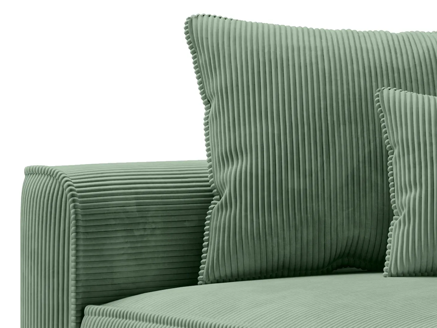 Chaise longue esquerda em veludo canelado verde amêndoa PINETA