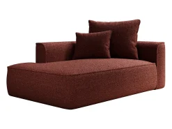 Chaise longue esquerdo em tecido chenille bordô PINETA