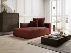 Chaise longue esquerdo em tecido chenille bordô PINETA