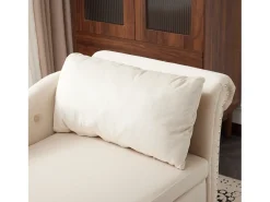 Chaise longue para sala de estar - 144 x 62 x 69 cm - com arrumação + almofadas + apoio de braço direito - veludo - bege