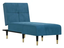 Chaise longue veludo azul