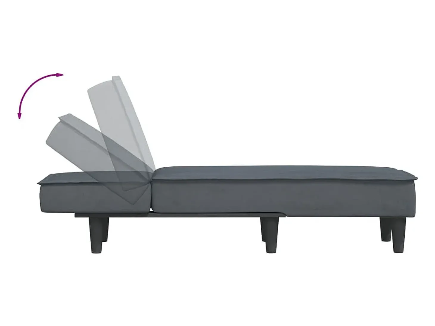 Chaise longue veludo cinzento-escuro