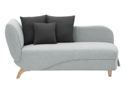Chaise-longue direita convertível tecido cinza-claro com almofadas antracite PENELOPE