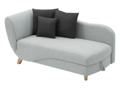 Chaise-longue direita convertível tecido cinza-claro com almofadas antracite PENELOPE