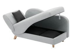 Chaise-longue direita convertível tecido cinza-claro com almofadas antracite PENELOPE