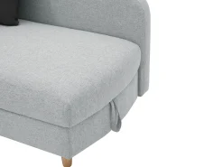 Chaise-longue direita convertível tecido cinza-claro com almofadas antracite PENELOPE