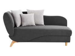 Chaise-longue direita convertível em tecido antracite com almofada cinza PENELOPE