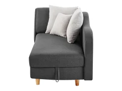 Chaise-longue direita convertível em tecido antracite com almofada cinza PENELOPE
