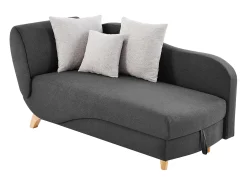 Chaise-longue direita convertível em tecido antracite com almofada cinza PENELOPE