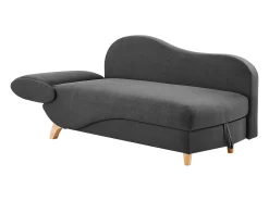 Chaise-longue direita convertível em tecido antracite com almofada cinza PENELOPE