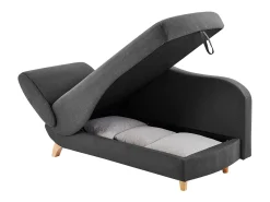Chaise-longue direita convertível em tecido antracite com almofada cinza PENELOPE