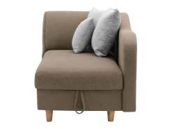 Chaise-longue direita convertível tecido castanho com almofadas cinza PENELOPE
