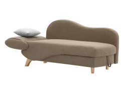 Chaise-longue direita convertível tecido castanho com almofadas cinza PENELOPE