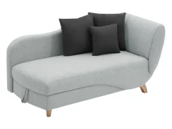 Chaise-longue esquerda convertível tecido cinza-claro com almofadas antracite PENELOPE