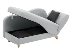 Chaise-longue esquerda convertível tecido cinza-claro com almofadas antracite PENELOPE