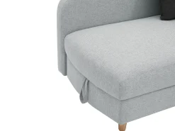 Chaise-longue esquerda convertível tecido cinza-claro com almofadas antracite PENELOPE