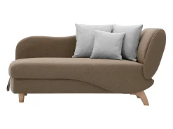 Chaise-longue esquerda convertível tecido castanho com almofadas cinza PENELOPE