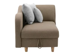 Chaise-longue esquerda convertível tecido castanho com almofadas cinza PENELOPE