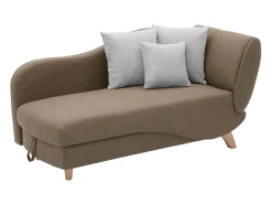 Chaise-longue esquerda convertível tecido castanho com almofadas cinza PENELOPE
