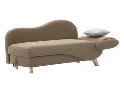 Chaise-longue esquerda convertível tecido castanho com almofadas cinza PENELOPE