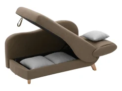 Chaise-longue esquerda convertível tecido castanho com almofadas cinza PENELOPE