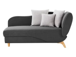 Chaise-longue esquerda convertível em tecido antracite com almofada cinza PENELOPE