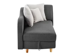 Chaise-longue esquerda convertível em tecido antracite com almofada cinza PENELOPE