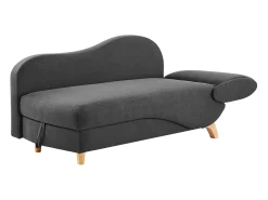 Chaise-longue esquerda convertível em tecido antracite com almofada cinza PENELOPE