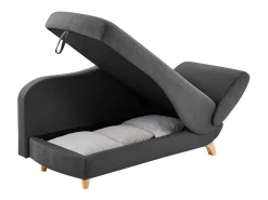 Chaise-longue esquerda convertível em tecido antracite com almofada cinza PENELOPE