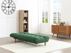 Chaise-longue sofá-cama em tecido de cor verde ESTEBAN