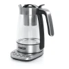 Chaleira elétrica Muse MS-320T 1,2L inox com infusor, controlo de temperatura 80-100°C, desligamento automático e função manter quente