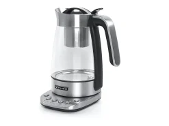 Chaleira elétrica Muse MS-320T 1,2L inox com infusor, controlo de temperatura 80-100°C, desligamento automático e função manter quente