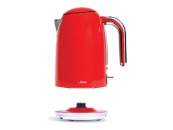 Chaleira elétrica retrô vermelha 1,7L inox sem fio 2200W com filtro anticalcário e desligamento automático