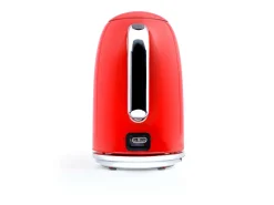 Chaleira elétrica retrô vermelha 1,7L inox sem fio 2200W com filtro anticalcário e desligamento automático