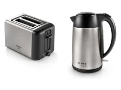 Chaleira elétrica sem fio Bosch DesignLine 1,7L em aço inoxidável com filtro anticalcário removível