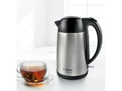 Chaleira elétrica sem fio Bosch DesignLine 1,7L em aço inoxidável com filtro anticalcário removível