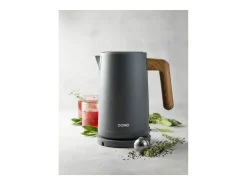 Chaleira sem fio Domo 1,7L 2200W - Base 360°, filtro anti-calcário removível, desligamento automático, design cinza e madeira