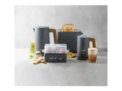 Chaleira sem fio Domo 1,7L 2200W - Base 360°, filtro anti-calcário removível, desligamento automático, design cinza e madeira