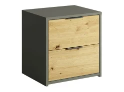 Chambre compléte design IZO : Armoire, lit 160x200, commode, chevets, chêne/gris anthracite