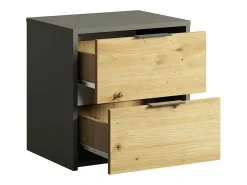 Chambre compléte design IZO : Armoire, lit 180x200, commode, chevets, chêne/gris anthracite