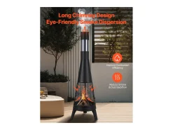 Chaminé Externa SucceBuy, de Ferro de 51 cm, com Grade e Tampa de Chaminé, para Reuniões no Jardim, Acampamentos e Festas ao ar Livre