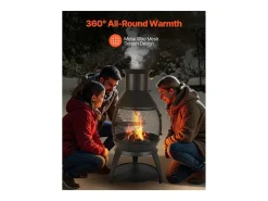 Chaminé Externa SucceBuy, de Ferro de 56 cm, com Grade e Tampa de Chaminé, para Reuniões no Jardim, Acampamentos e Festas ao ar Livre