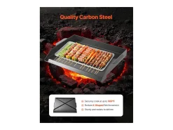 Chapa de Grelhar, SucceBuy Placa de Cozinha de Aço ao Carbono, 50.2 x 37 cm, Utensílio de Cozinha Portátil a Gás para Churrasco, Ideal para Campismo, Preta