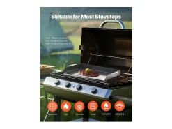 Chapa de Grelhar, SucceBuy Placa de Cozinha de Aço ao Carbono, 50.2 x 37 cm, Utensílio de Cozinha Portátil a Gás para Churrasco, Ideal para Campismo, Preta