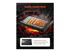 Chapa de Grelhar, SucceBuy Placa de Cozinha de Aço ao Carbono, 60.5 x 36 cm, Utensílio de Cozinha Portátil a Gás com Pega, Ideal para Campismo, Preta